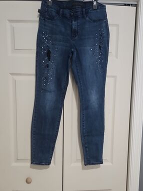 Rock & Republic Dark Blue Skinny Jeans with Stud Embellishments